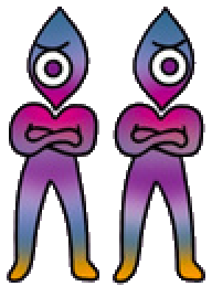Illustratie van twee figuren met over elkaar geslagen armen, van elkaar afgewend